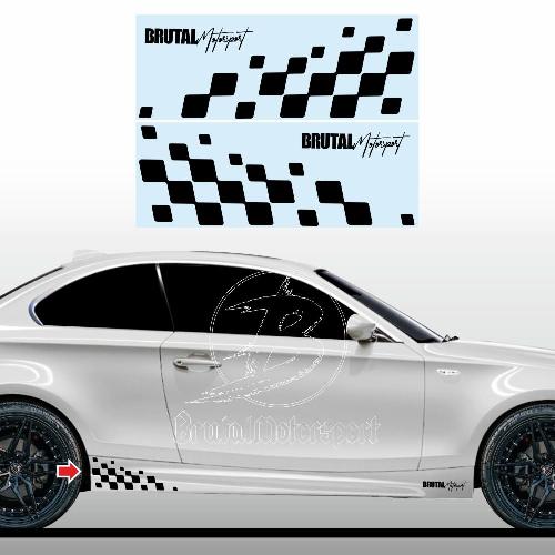 2 Racing chequered flag sticker decal 42 cm BRUTAL MOTORSPORT
